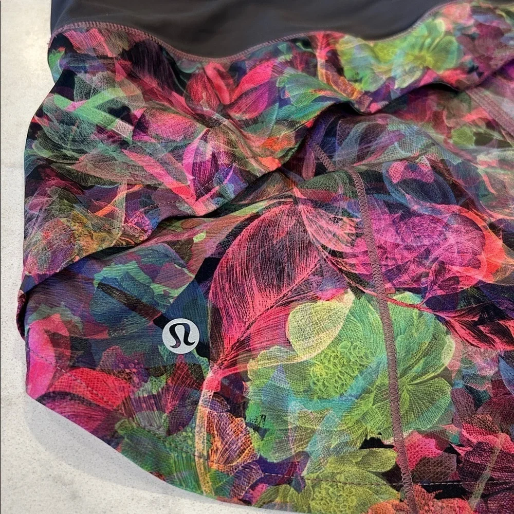 Lululemon Speed Up Low-Rise Lined Short 4” Vivid Floral Multi/Graphite Grey